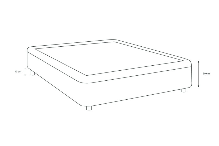 Lit coffre 140x190 cm avec Tête de lit à lignes - Tissu Toile natté Beige Brun