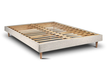 Sommier à Lattes 150x200 cm - H29 cm - Toile nattée - Beige clair