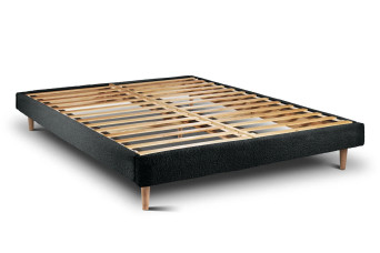 Sommier à Lattes 150x190 cm - H29 cm - Bouclette - Noir