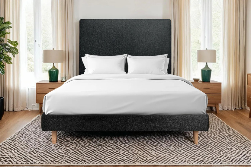 Sommier à Lattes 140x200 cm - H29 cm - Bouclette - Noir