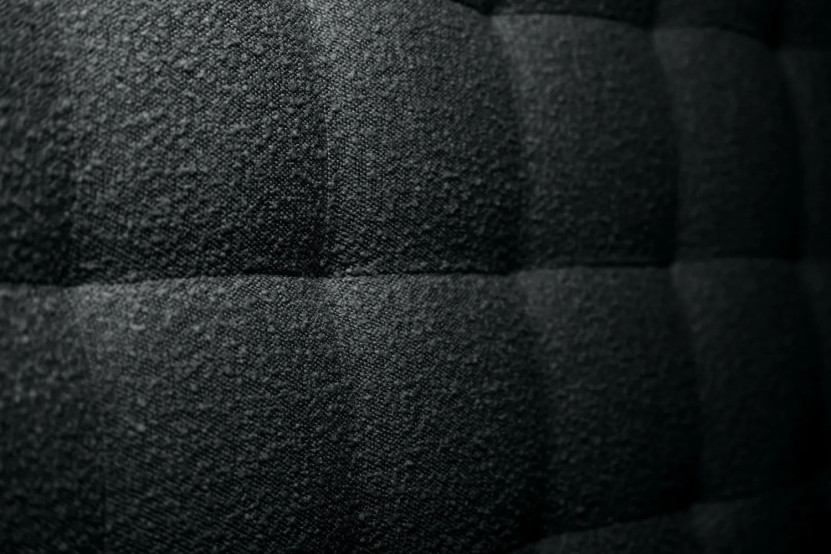 Lit coffre 140x190 cm avec Tête de lit capitonnée - Tissu Bouclette Noir