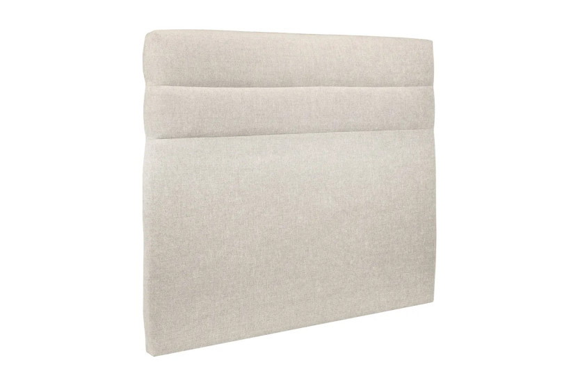 Lit coffre 160x200 cm avec Tête de lit à lignes - Tissu Toile natté Beige Clair